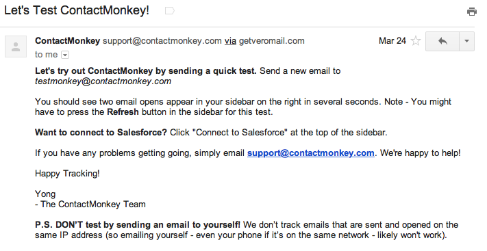 welcome email