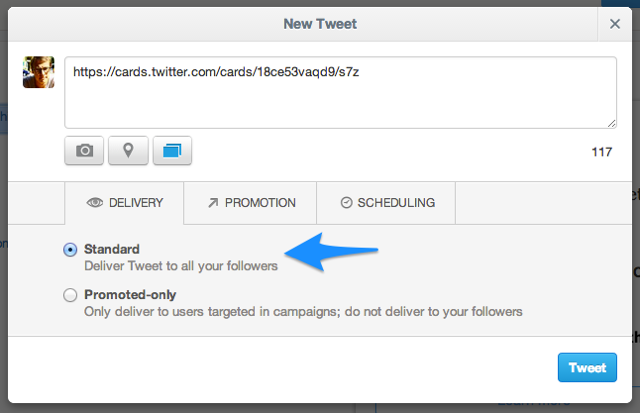 send a tweet with twitter card